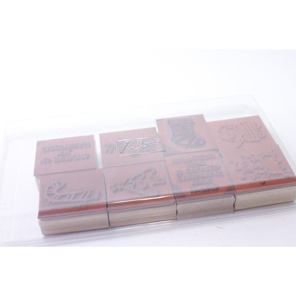 Christmas Message Stamp Set, Santa, Reindeer, Snowman, Stick Candy, Stocking - Picture 2 of 3